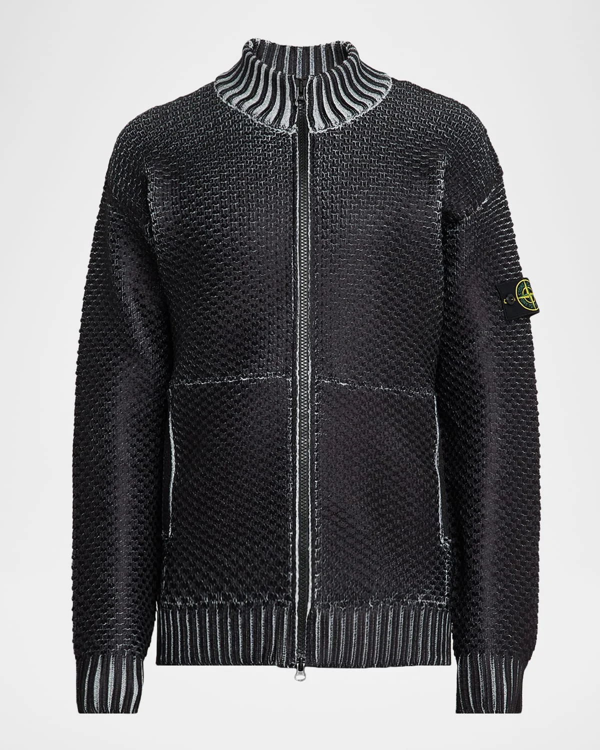 Men's Zipper Cardigan Sweater with Pockets - 1