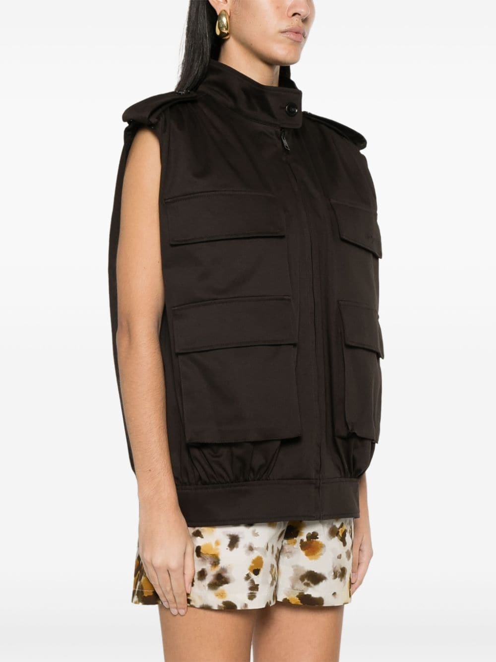 embroidered-logo twill gilet - 3