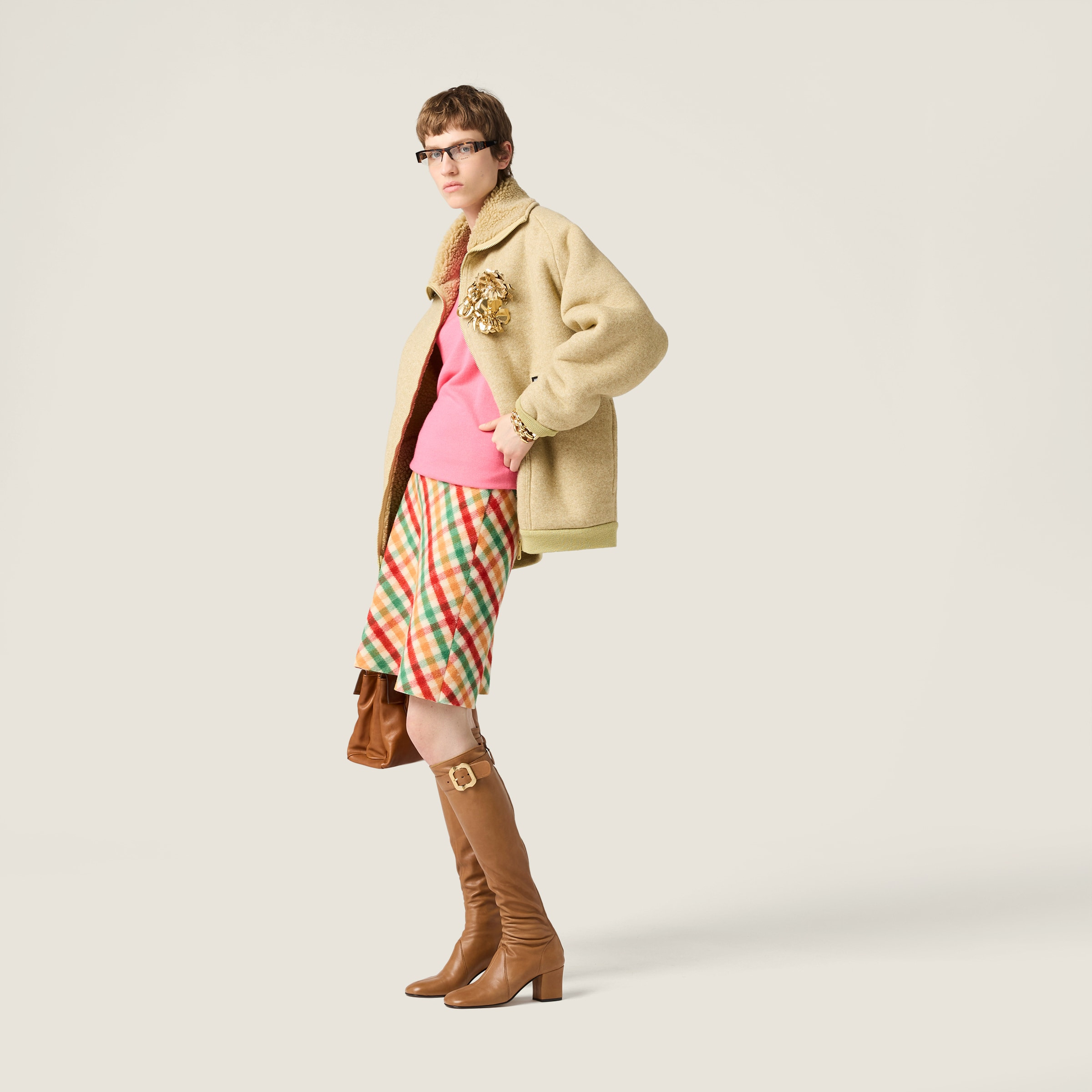 Diagonal check skirt - 2