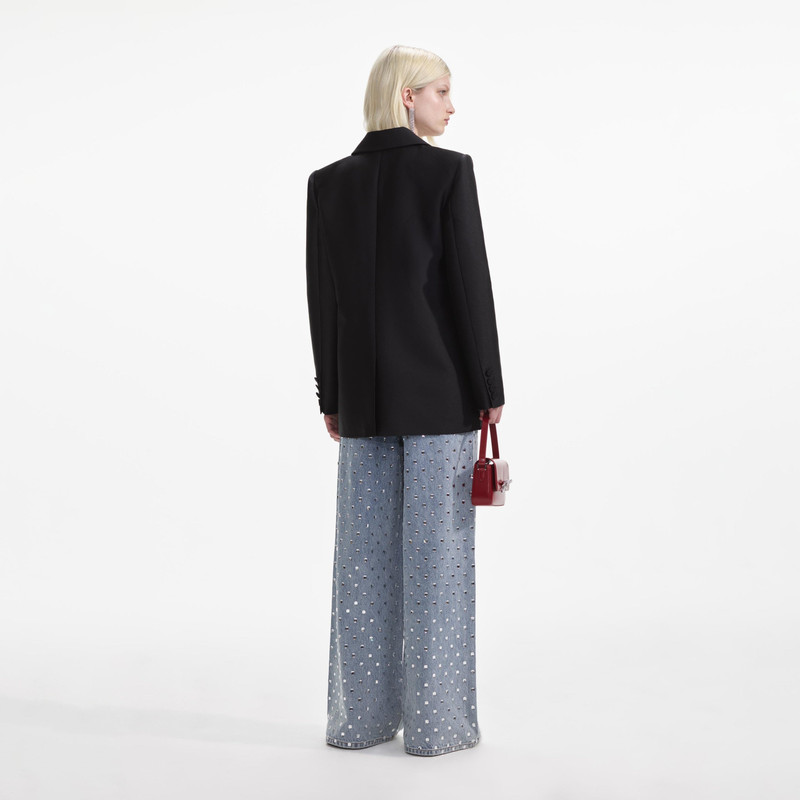 self-portrait Black Taffeta Blazer outlook