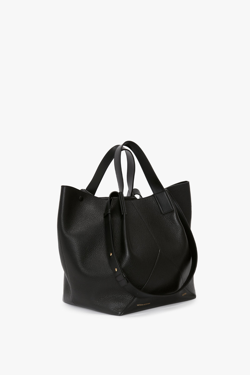 The Medium Tote In Black Leather 3