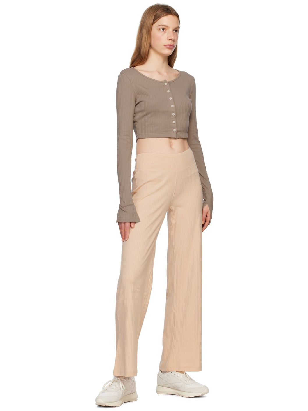 Beige Embroidered Lounge Pants - 4