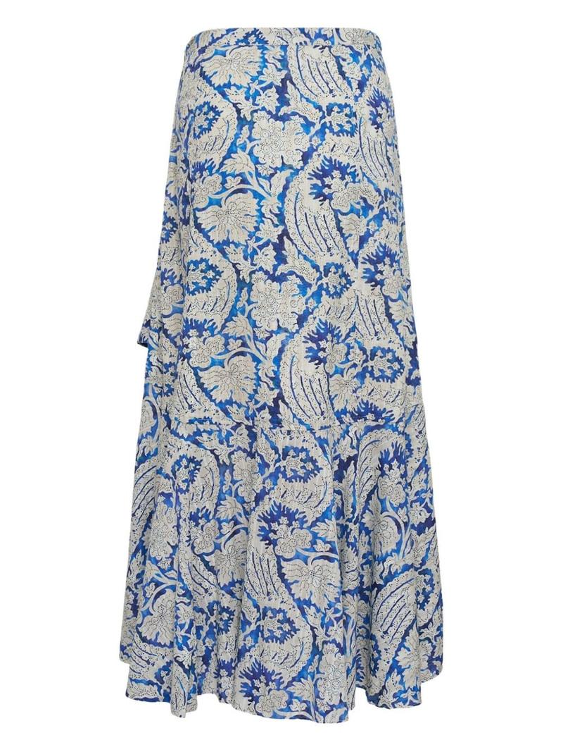 ULLA JOHNSON paisley-print ruffled skirt outlook