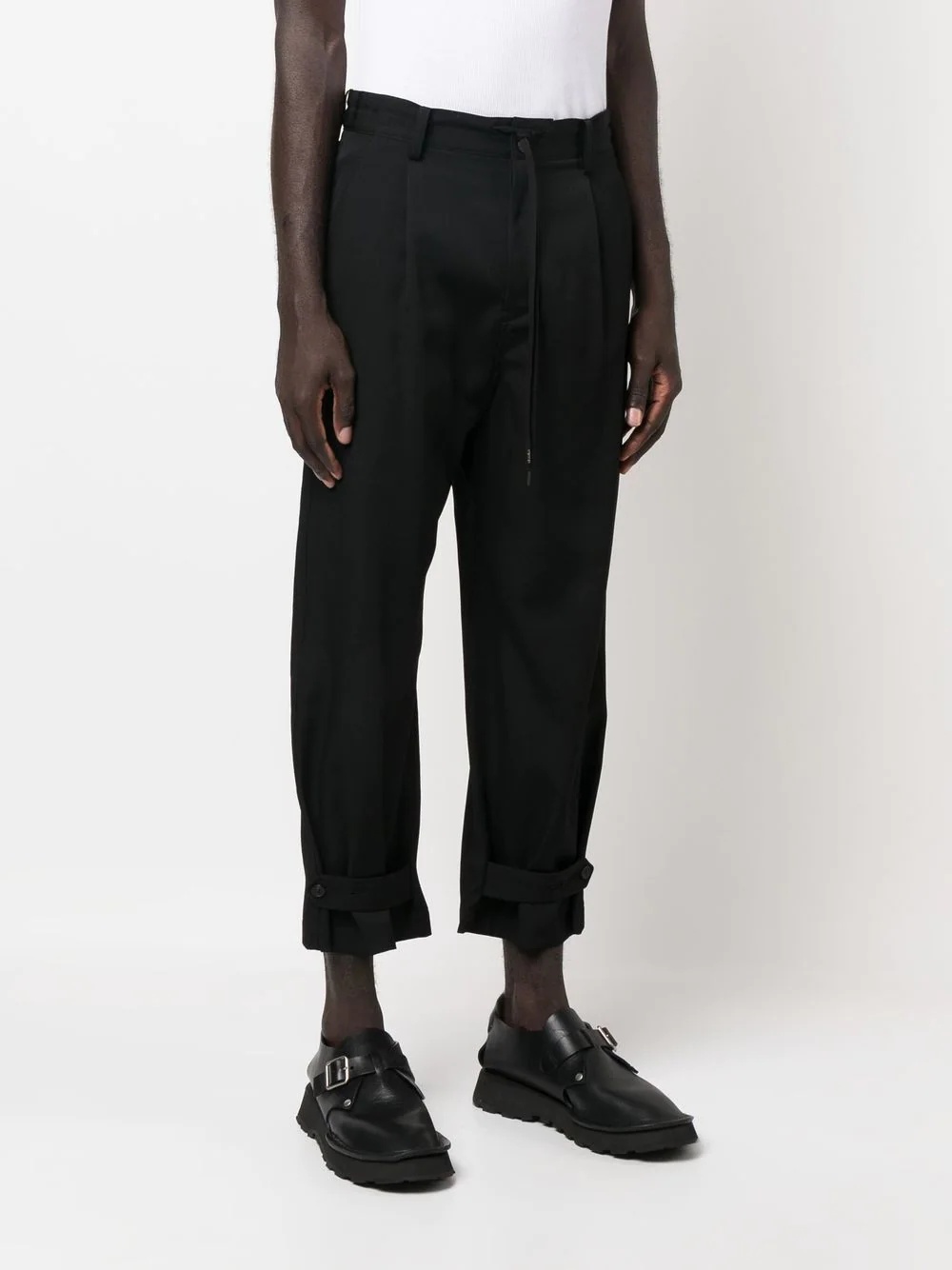 cropped drawstring-waist trousers - 3