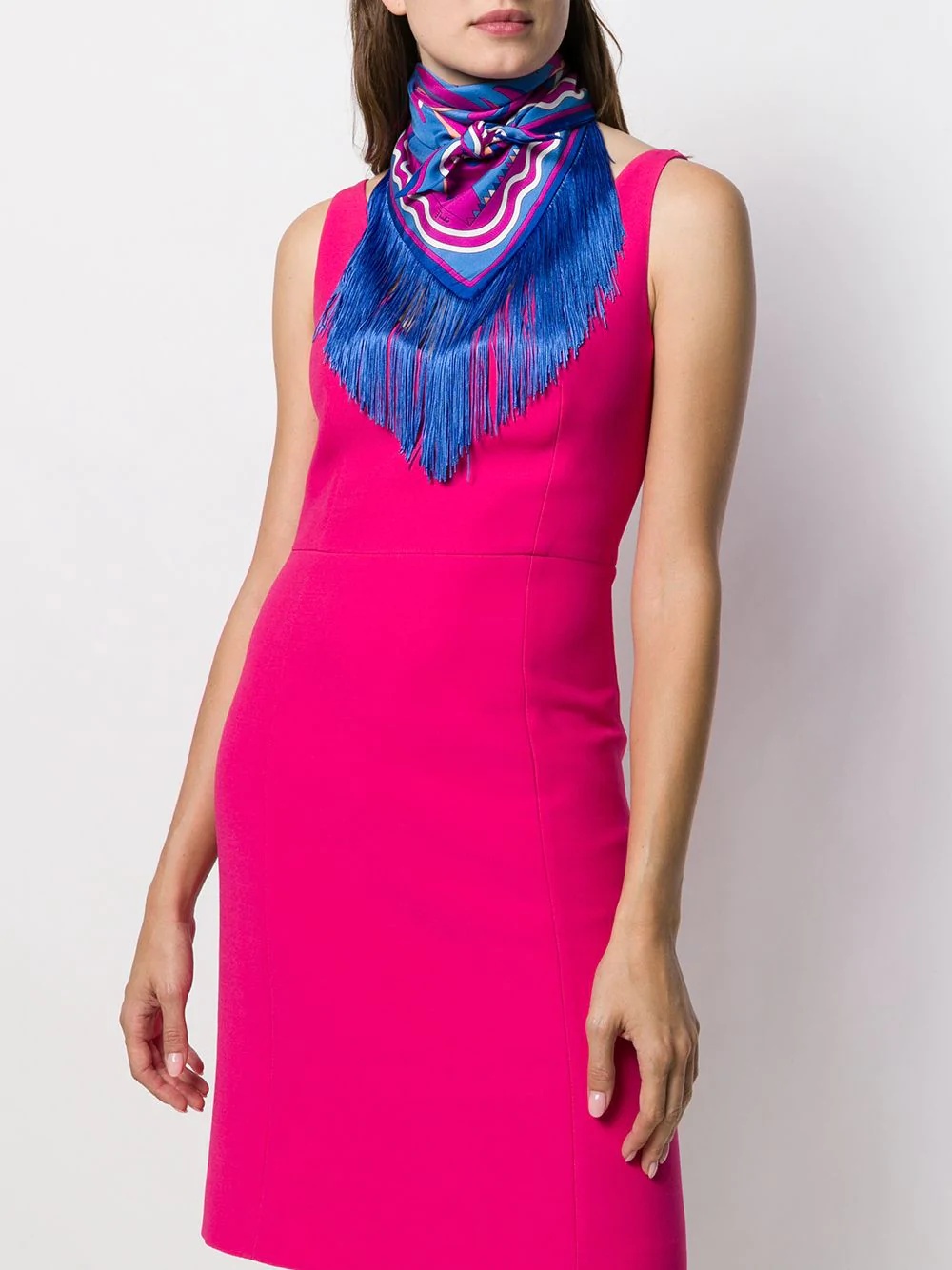 psychedelic pattern fringed scarf - 2