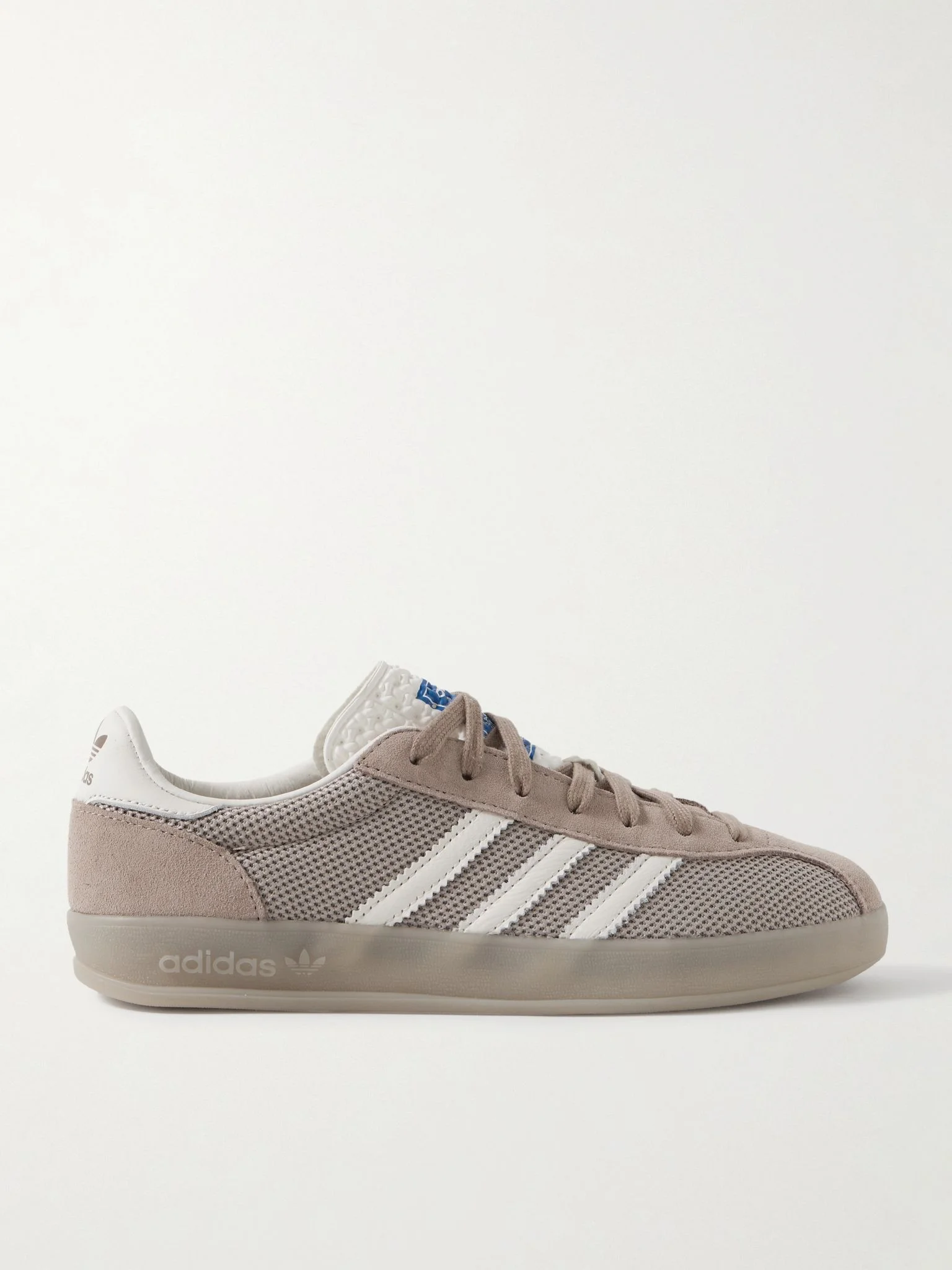 Gazelle Indoor Pro suede and leather-trimmed mesh sneakers Mushroom - 1