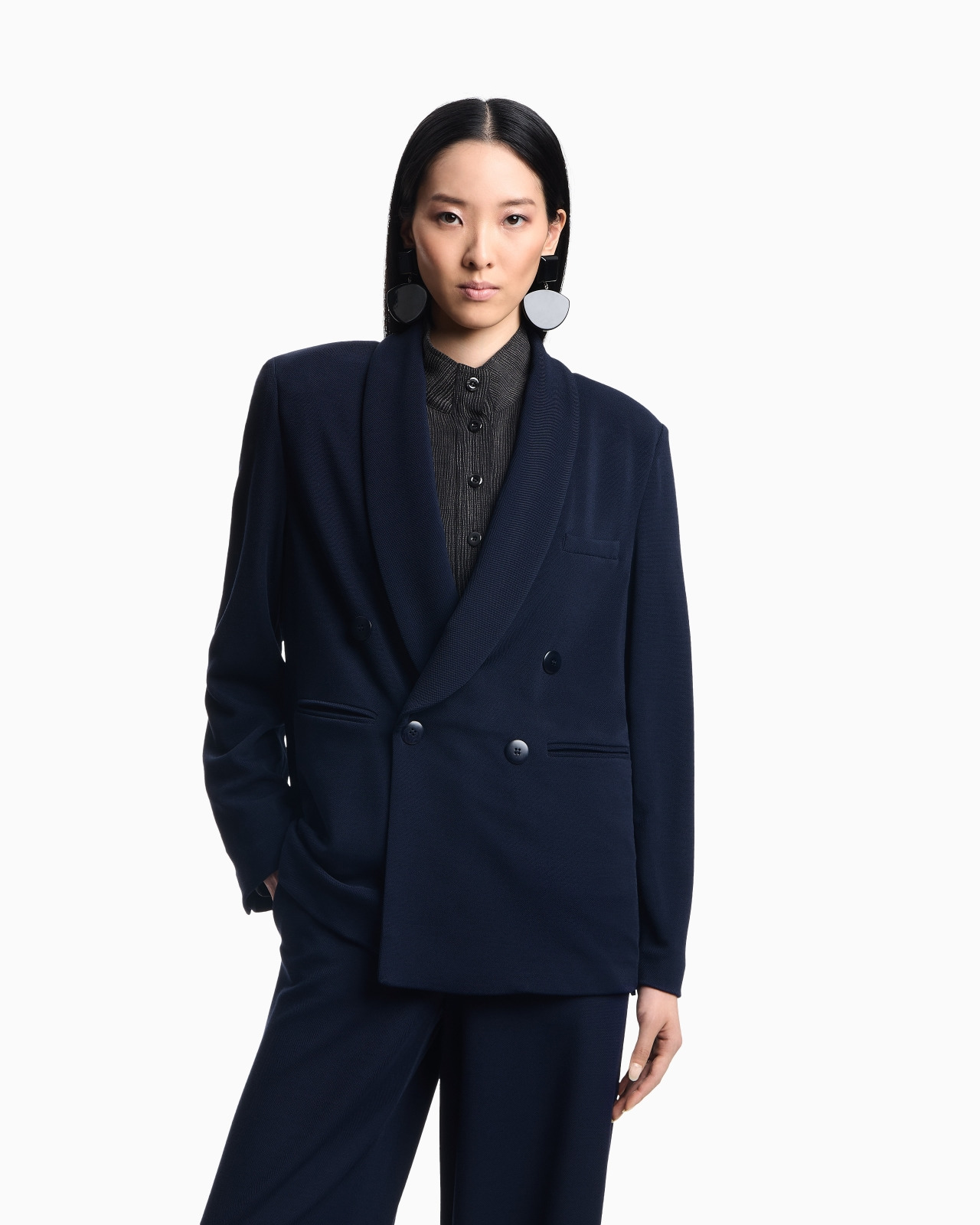 ICON COMPACT PIQUÉ DOUBLE-BREASTED BLAZER - 4