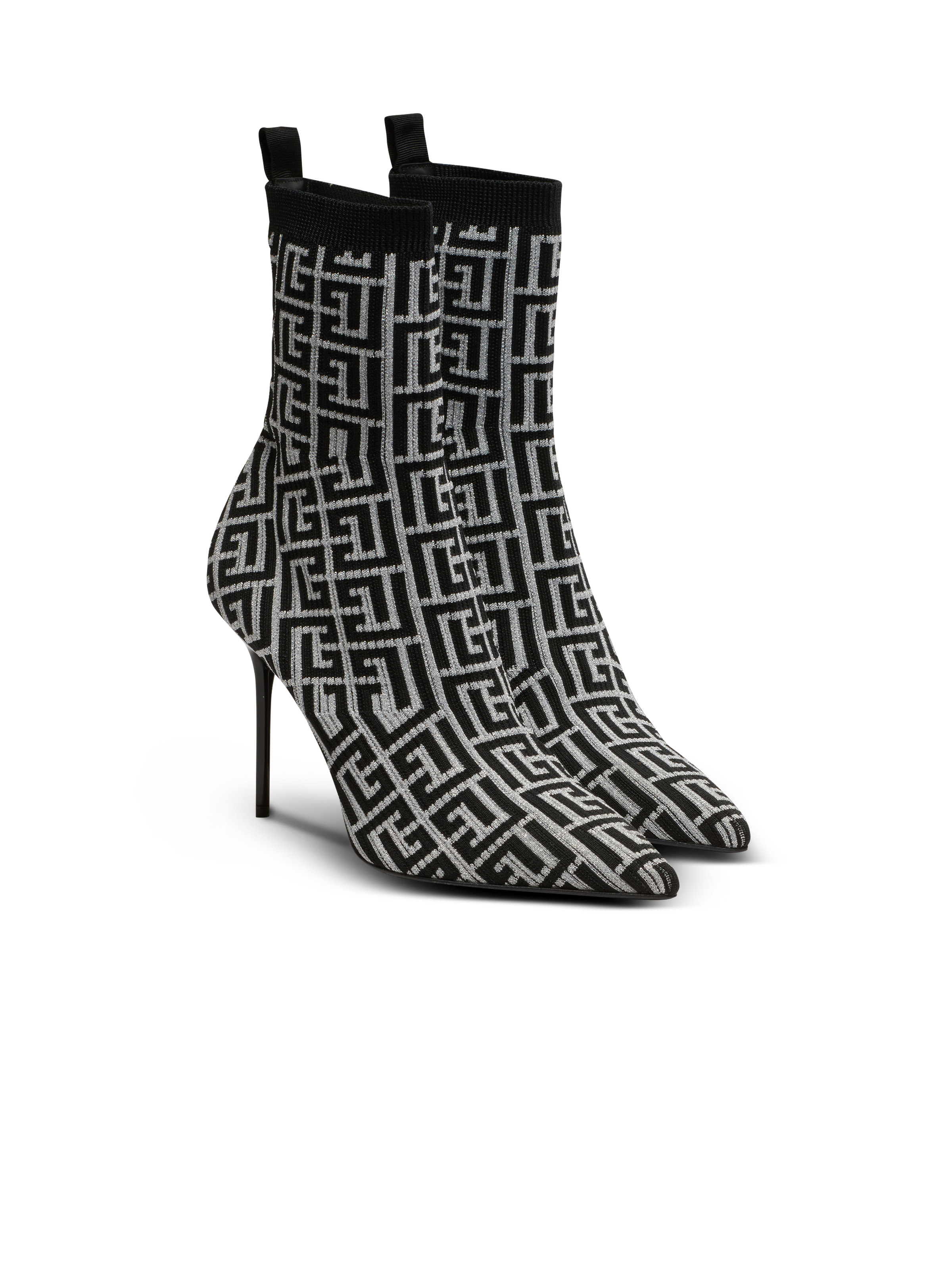 Skye stretch knit ankle boots with Balmain monogram - 2