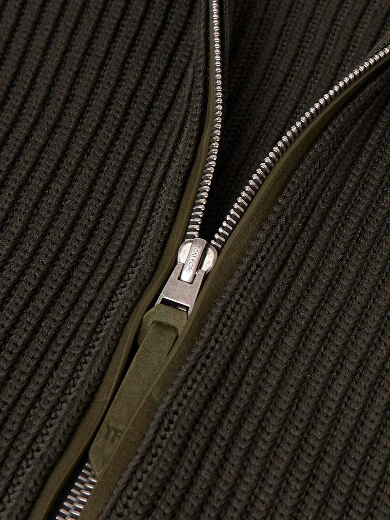 Slim-Fit Ribbed Silk and Cotton-Blend Zip-Up Cardigan 6