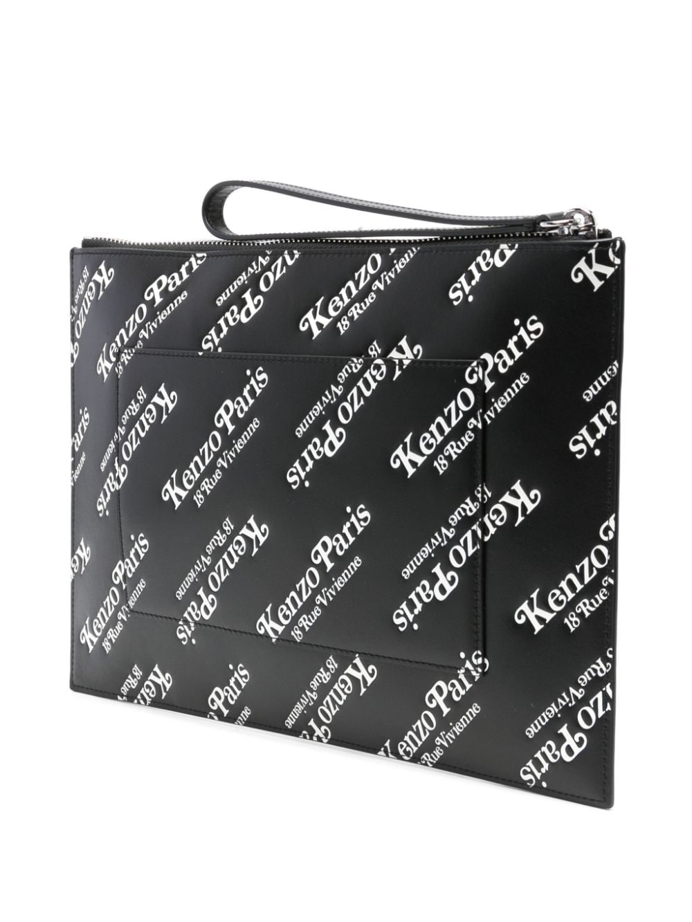 Kenzogram-print leather clutch bag - 3