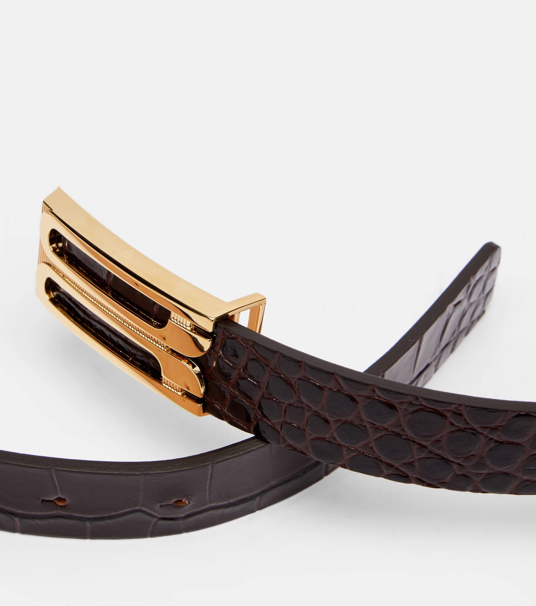 Croc-effect leather belt - 3