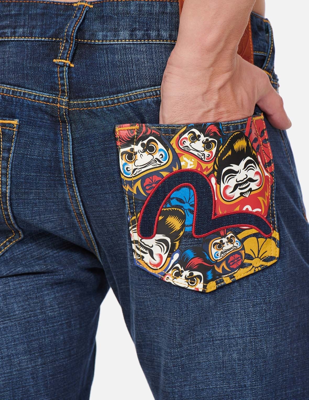 DARUMA AND LOGO CROPPED SLIM STRAIGHT FIT JEANS #2010 - 7