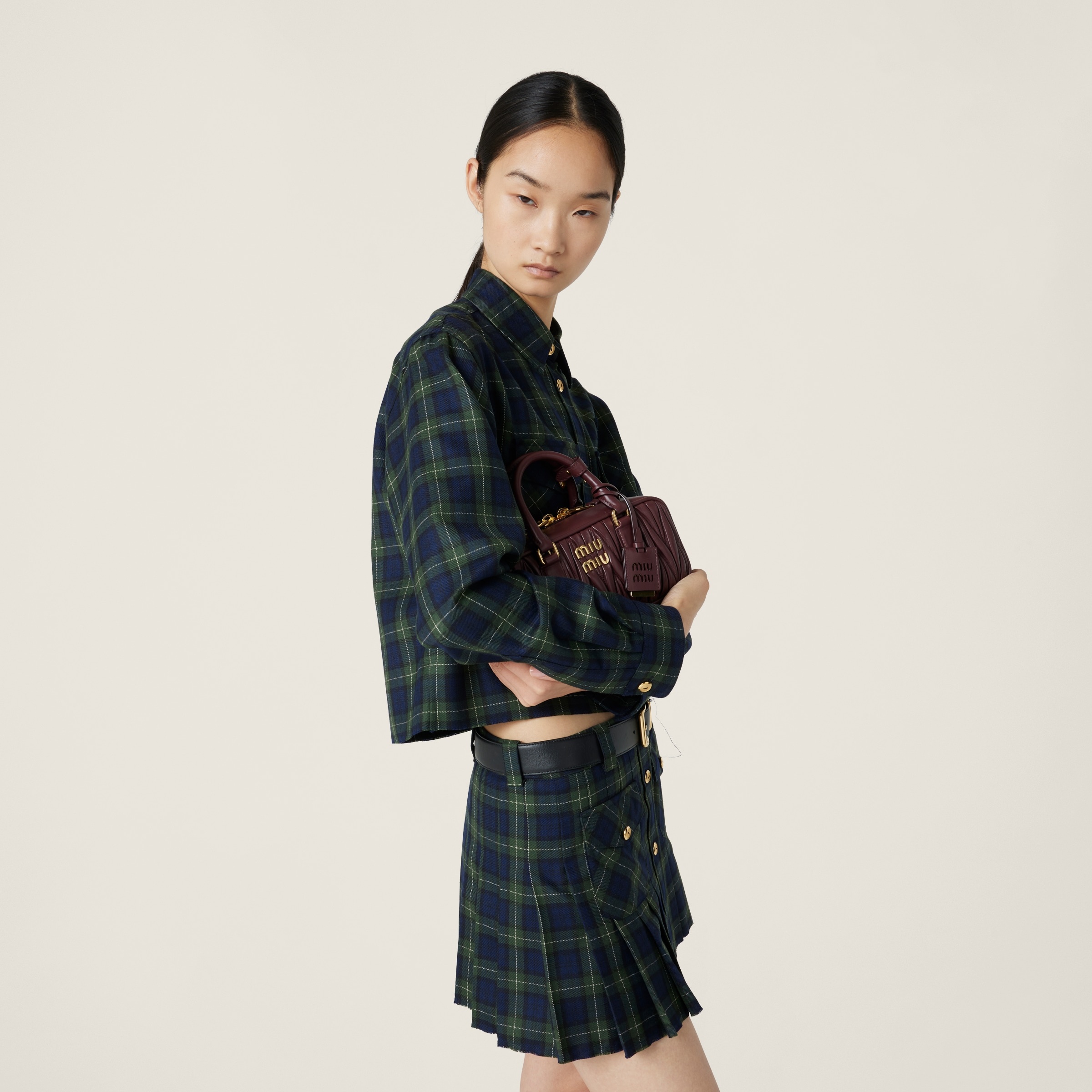 Pleated tartan miniskirt - 5