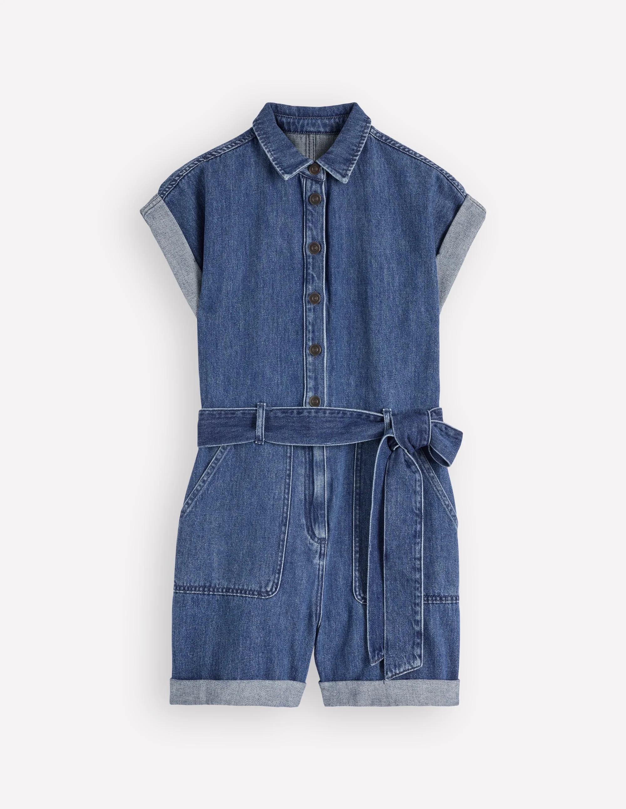 Kay Denim Playsuit-Denim - 1