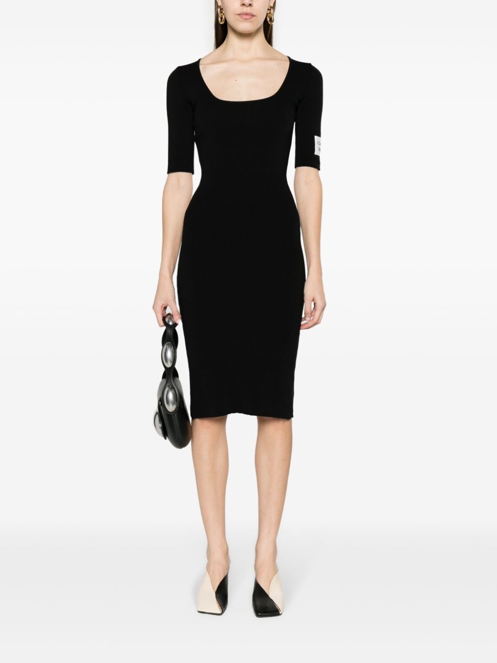 square-neck ribbed midi dress - 2