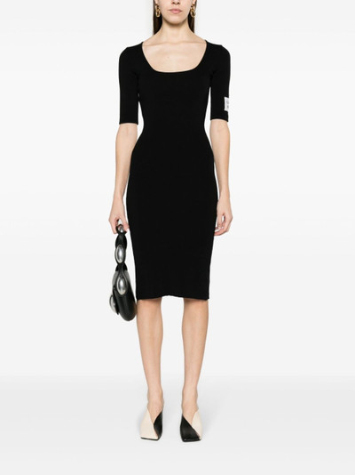 Moschino square-neck ribbed midi dress outlook