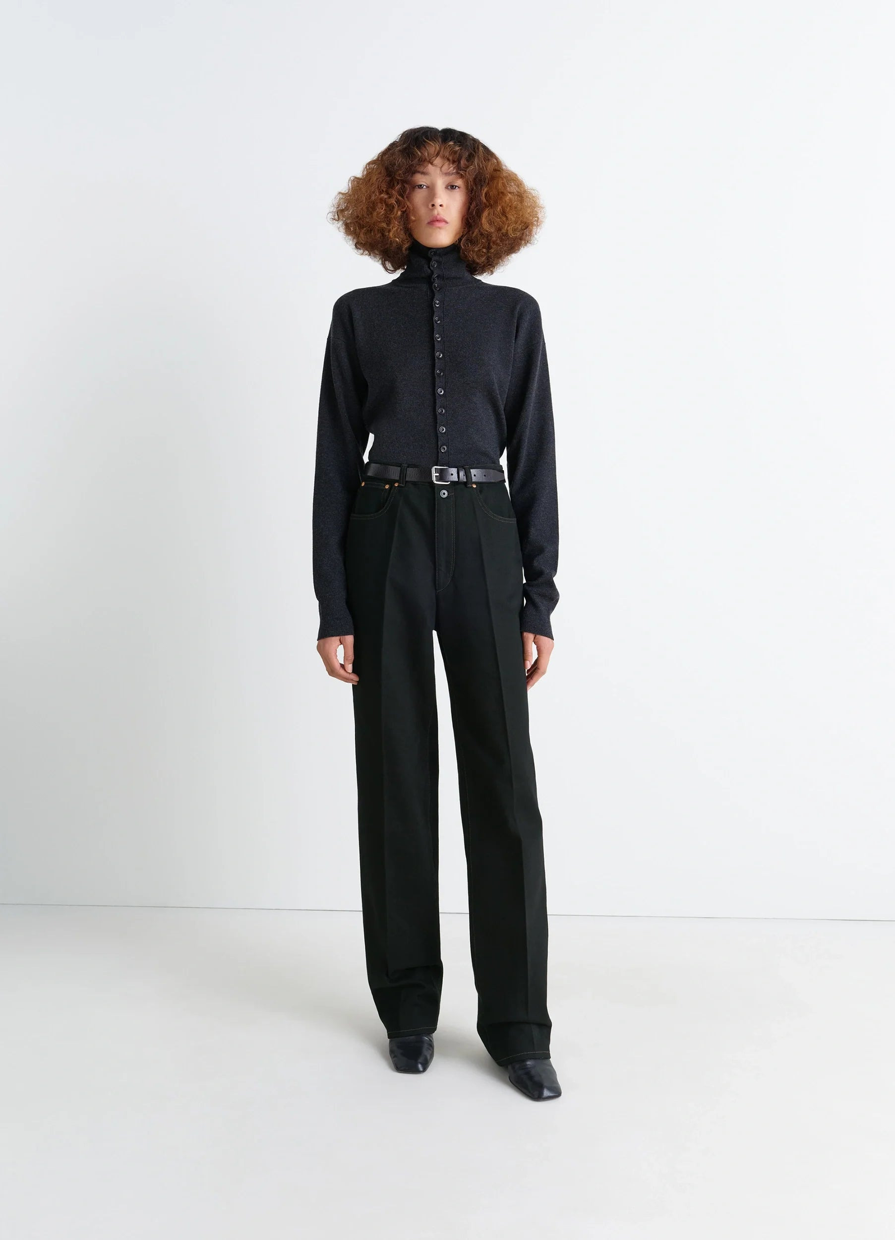 HIGH WAISTED STRAIGHT PANTS - 2