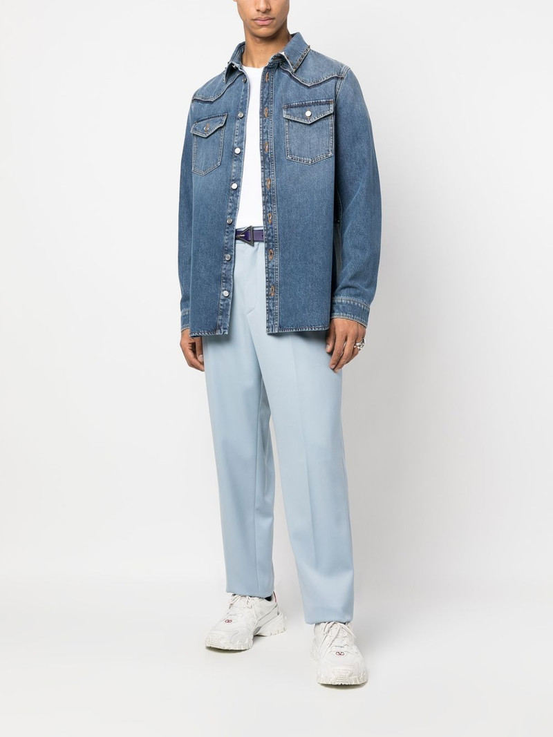 Valentino Rockstud layer-design denim shirt outlook
