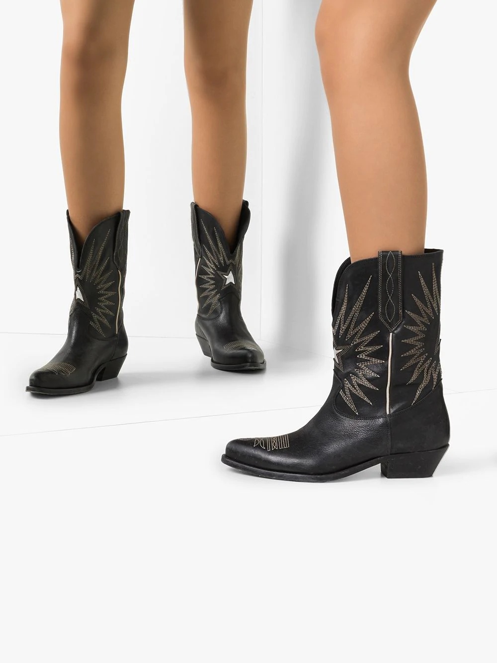 black Wish Star leather cowboy boots - 3