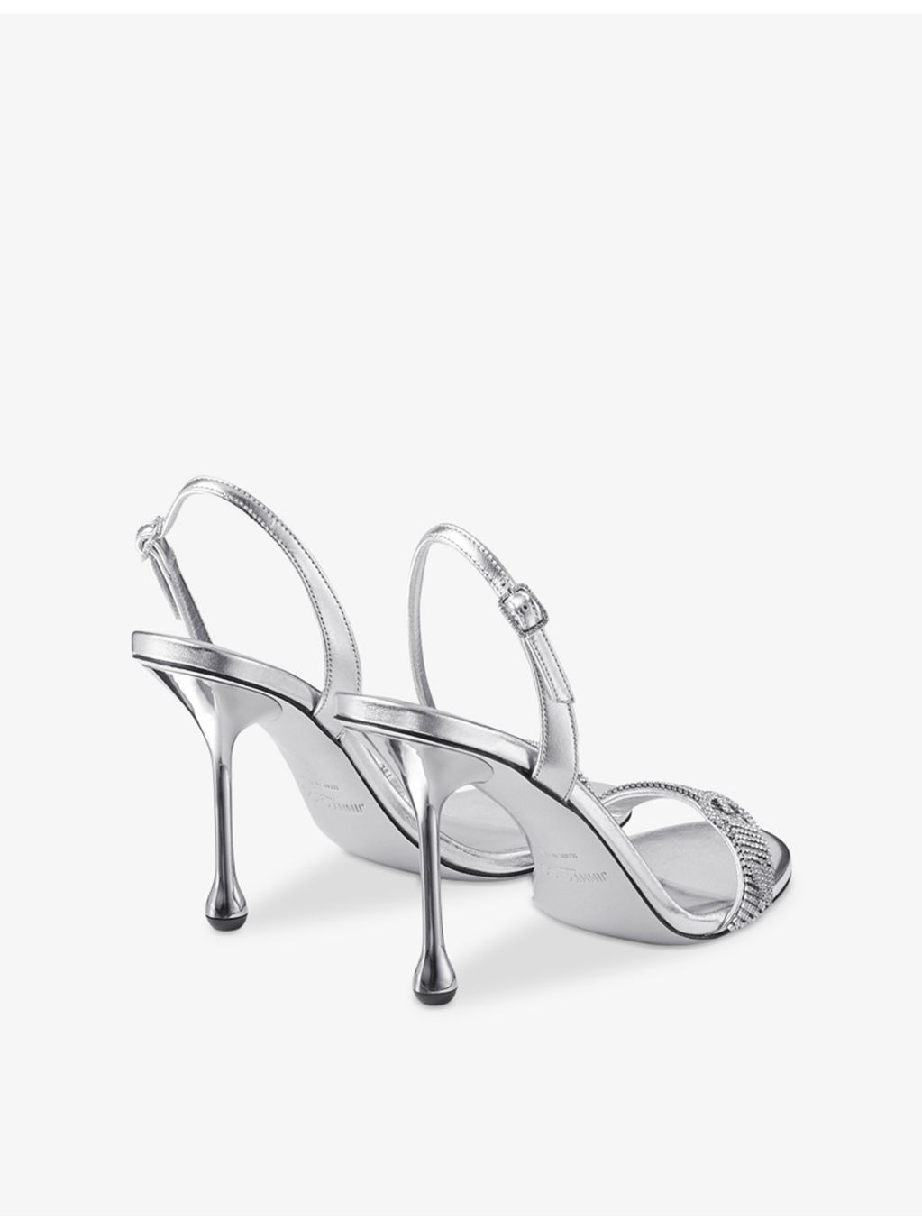 Tabatha 95 crystal-embellished metallic-leather heeled sandals - 4
