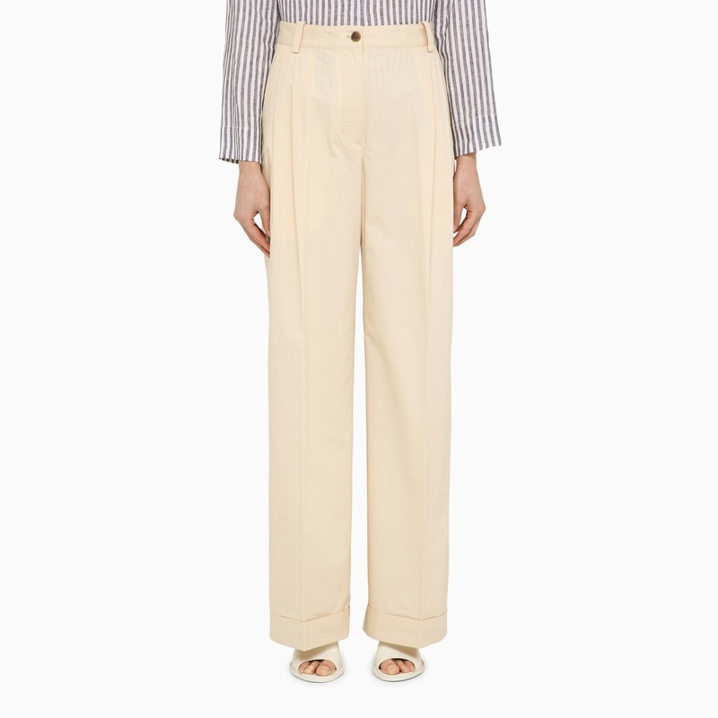 Cream cotton trousers - 1