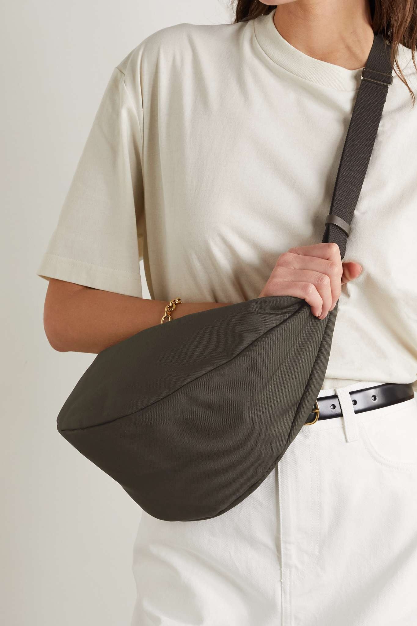 Slouchy Banana Two leather-trimmed canvas shoulder bag - 2