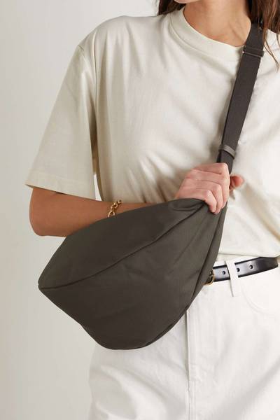 The Row Slouchy Banana Two leather-trimmed canvas shoulder bag outlook