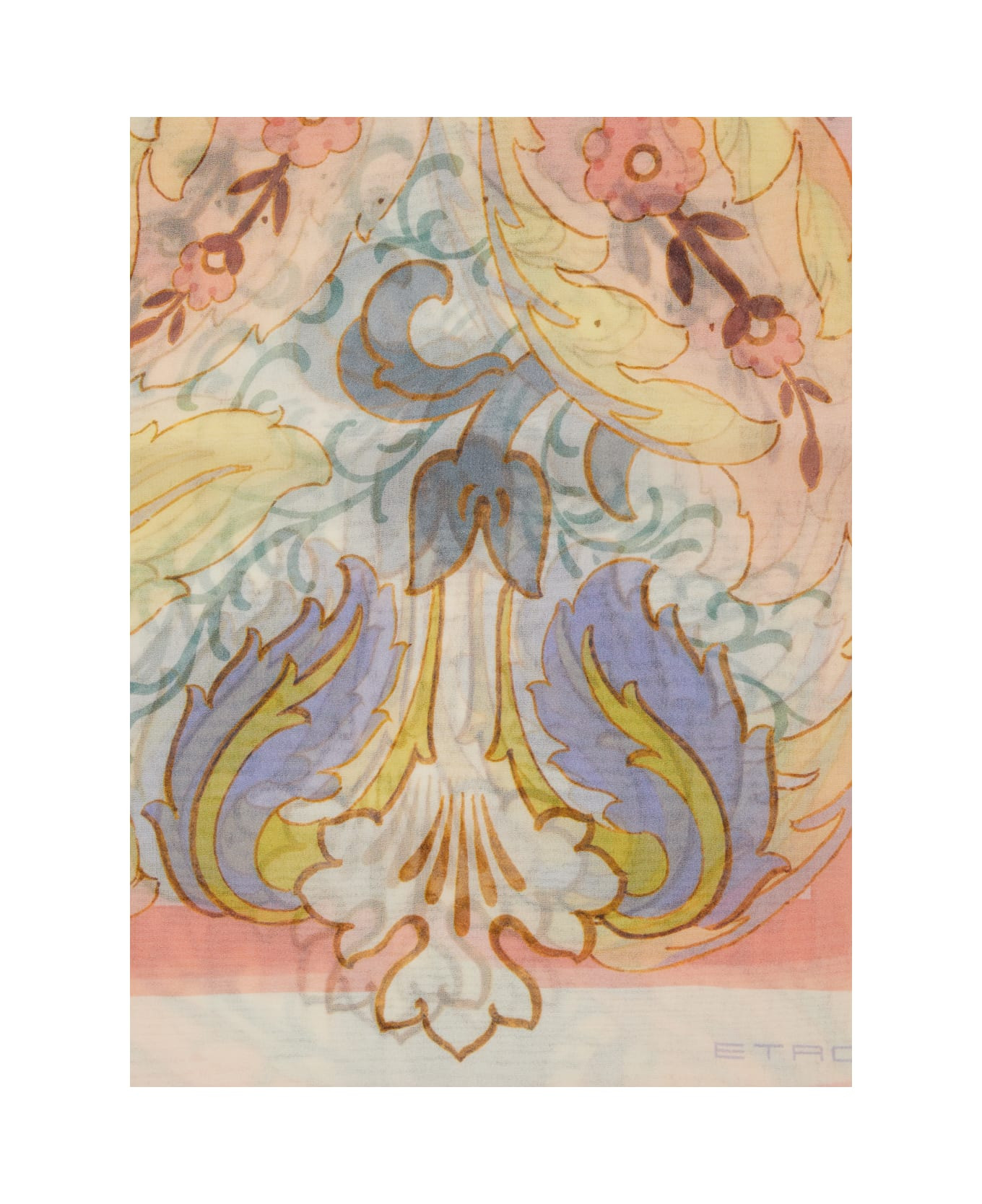 Multicolor Rectangular Scarf With All-over Floral Motif And Logo Patch On The Side In Silk Woman - 3