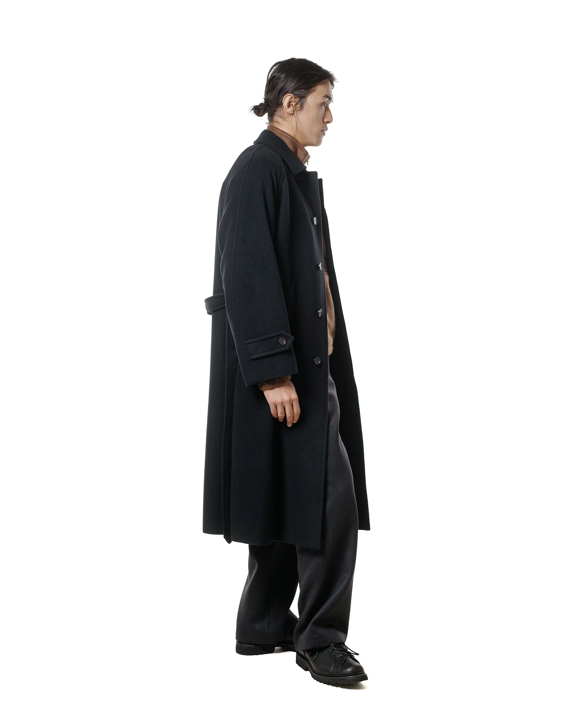 AURALEE Super Fine Wool Mosser Soutien Collar Coat Black