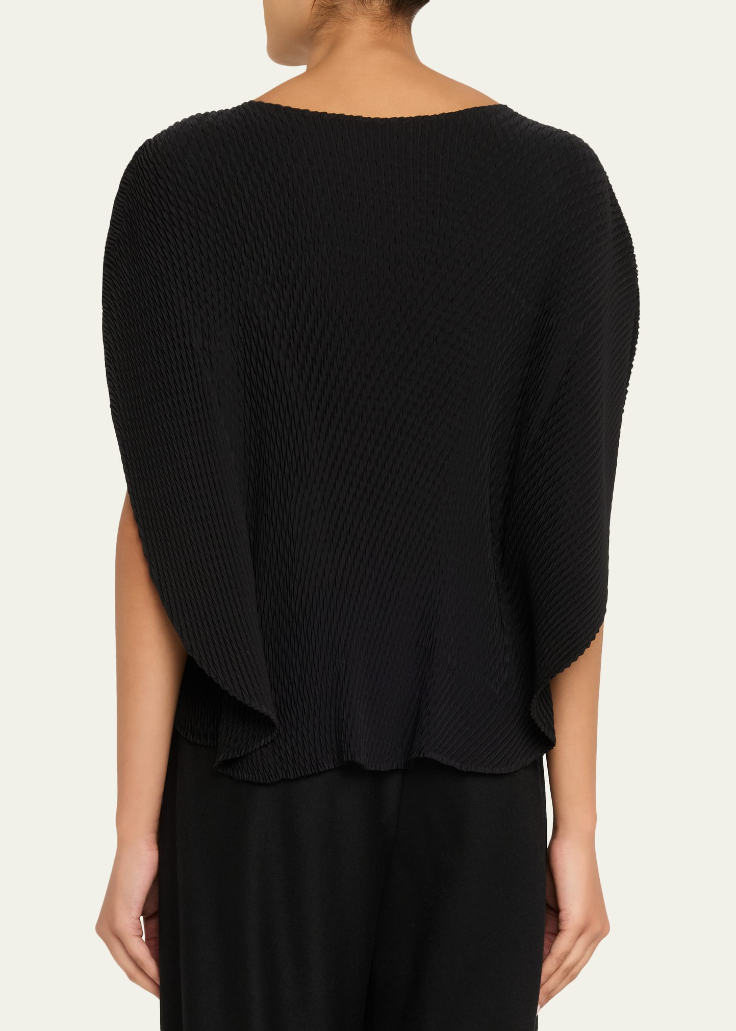 Orbicular Pleated Cap-Sleeve Top - 3