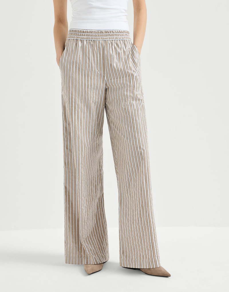 Dazzling stripes pyjama-style trousers in cotton poplin 2