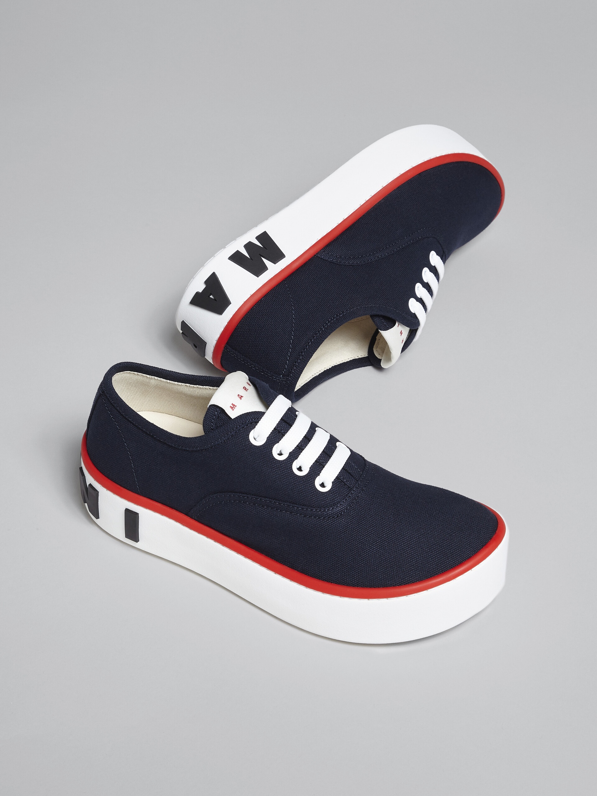 BLUE CANVAS SLIP-ON PAW SNEAKER WITH BACK MAXI LOGO - 5