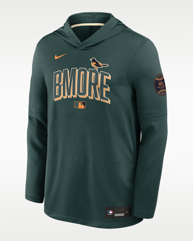 Baltimore Orioles City Connect Men's Nike Dri-FIT MLB Long-Sleeve Hooded Top 1
