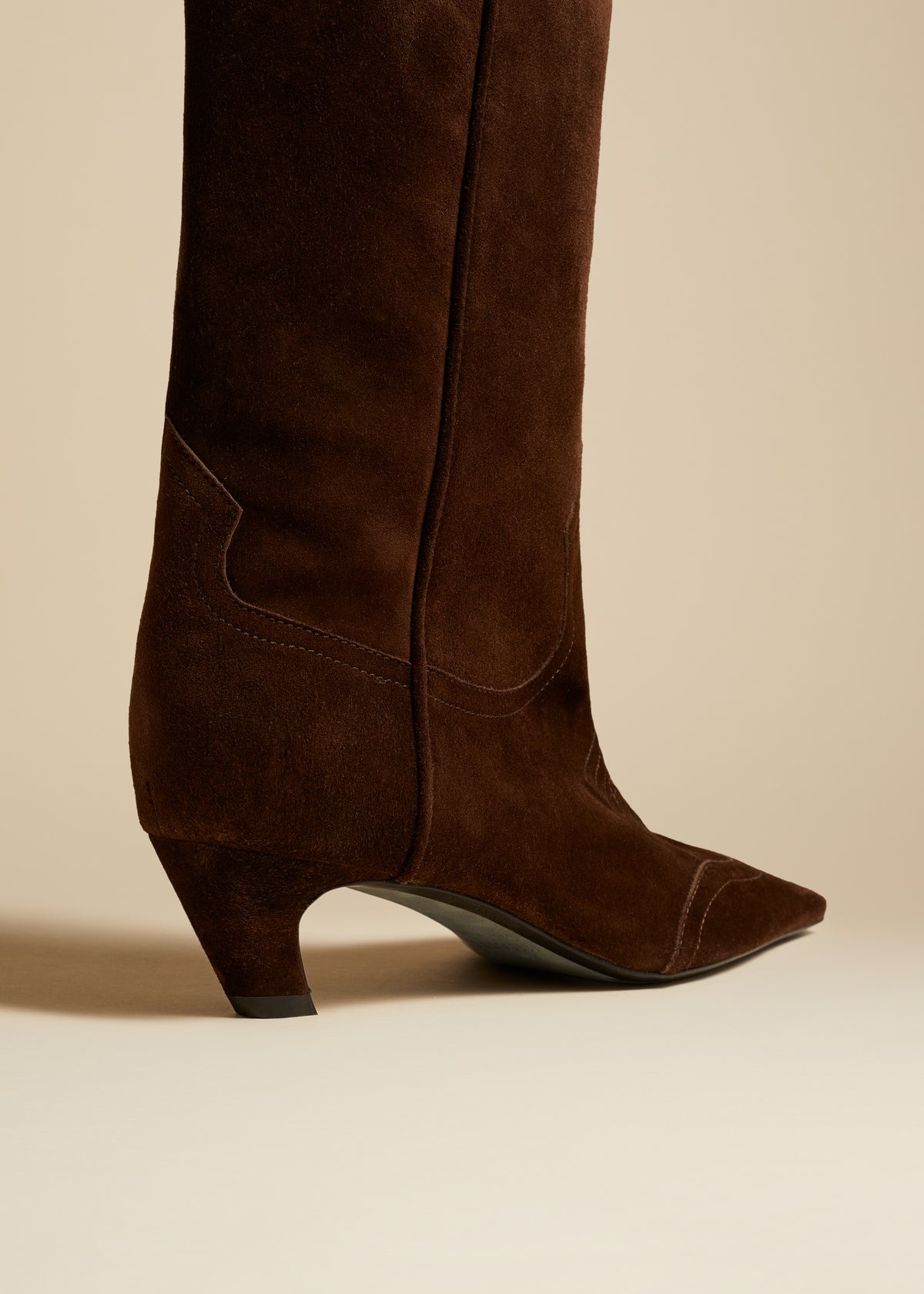The Dallas Knee High Boot in Coffee Suede - 3