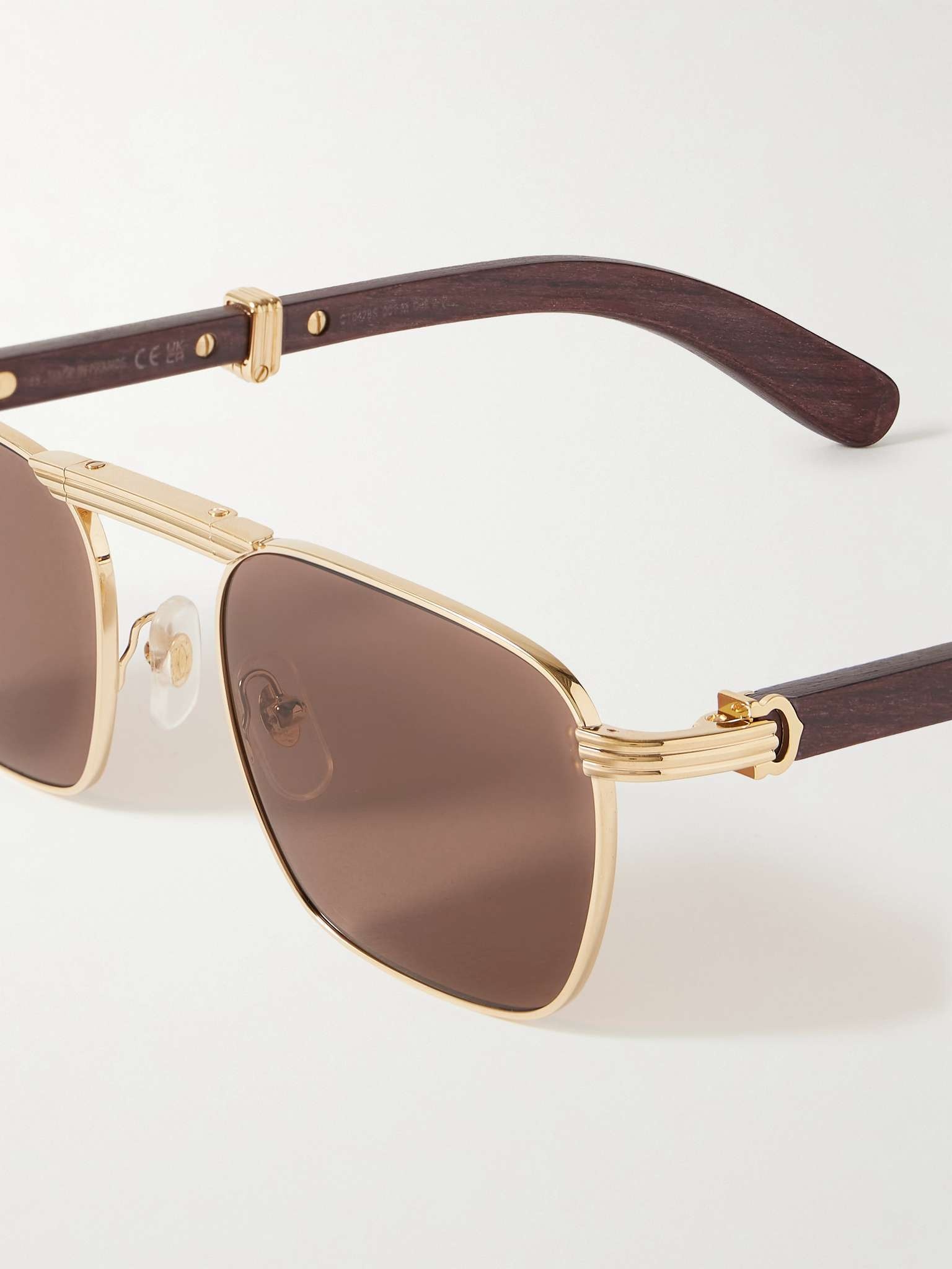 Première Square-Frame Gold-Tone and Wood Sunglasses - 4