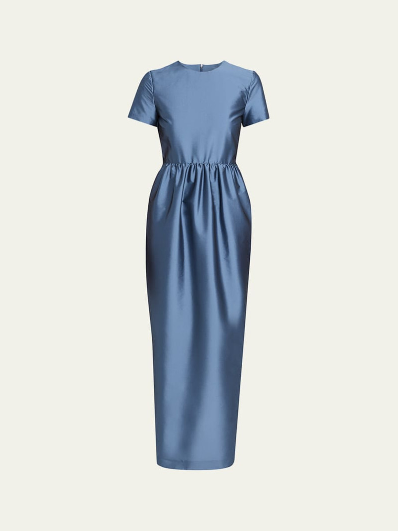 Lexi Floral Satin Empire-Waist Column Maxi Dress 1