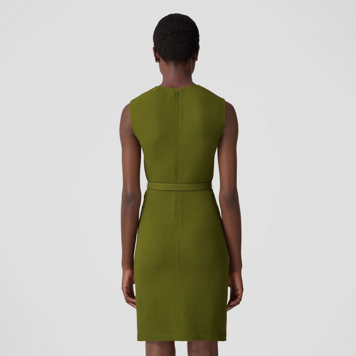 Sleeveless Monogram Motif Belted Dress - 4