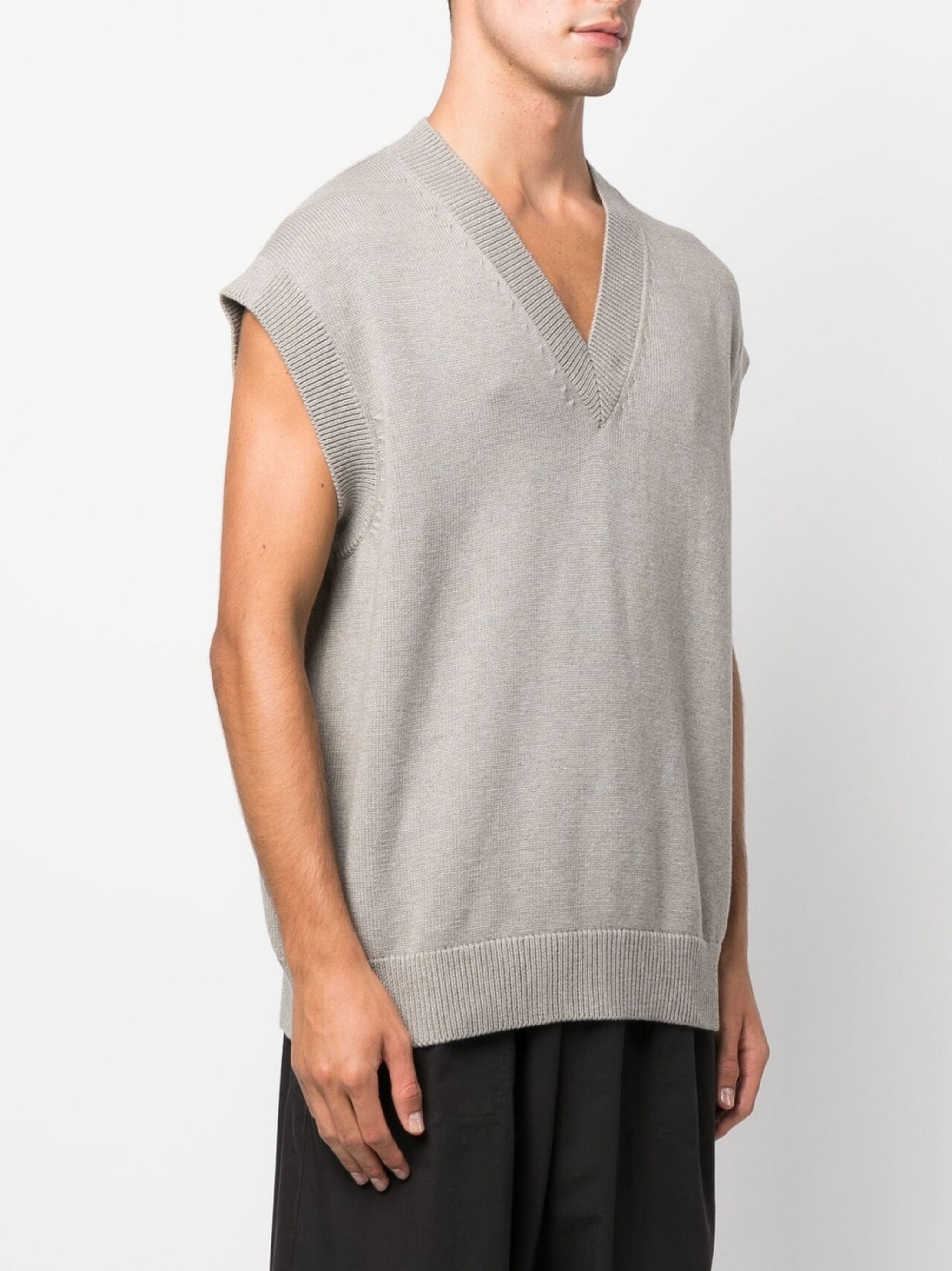 merino cotton-blend knitted vest - 3