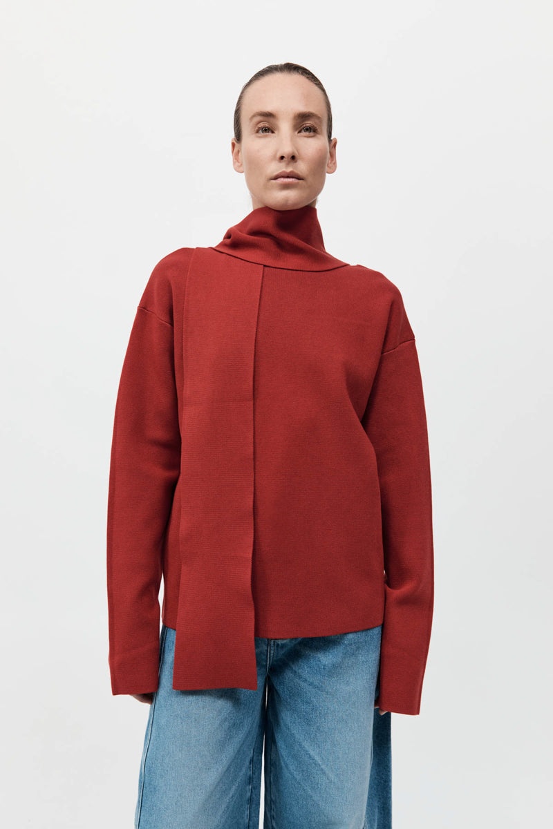 Milano Knit Scarf Jumper - Rosso - 2