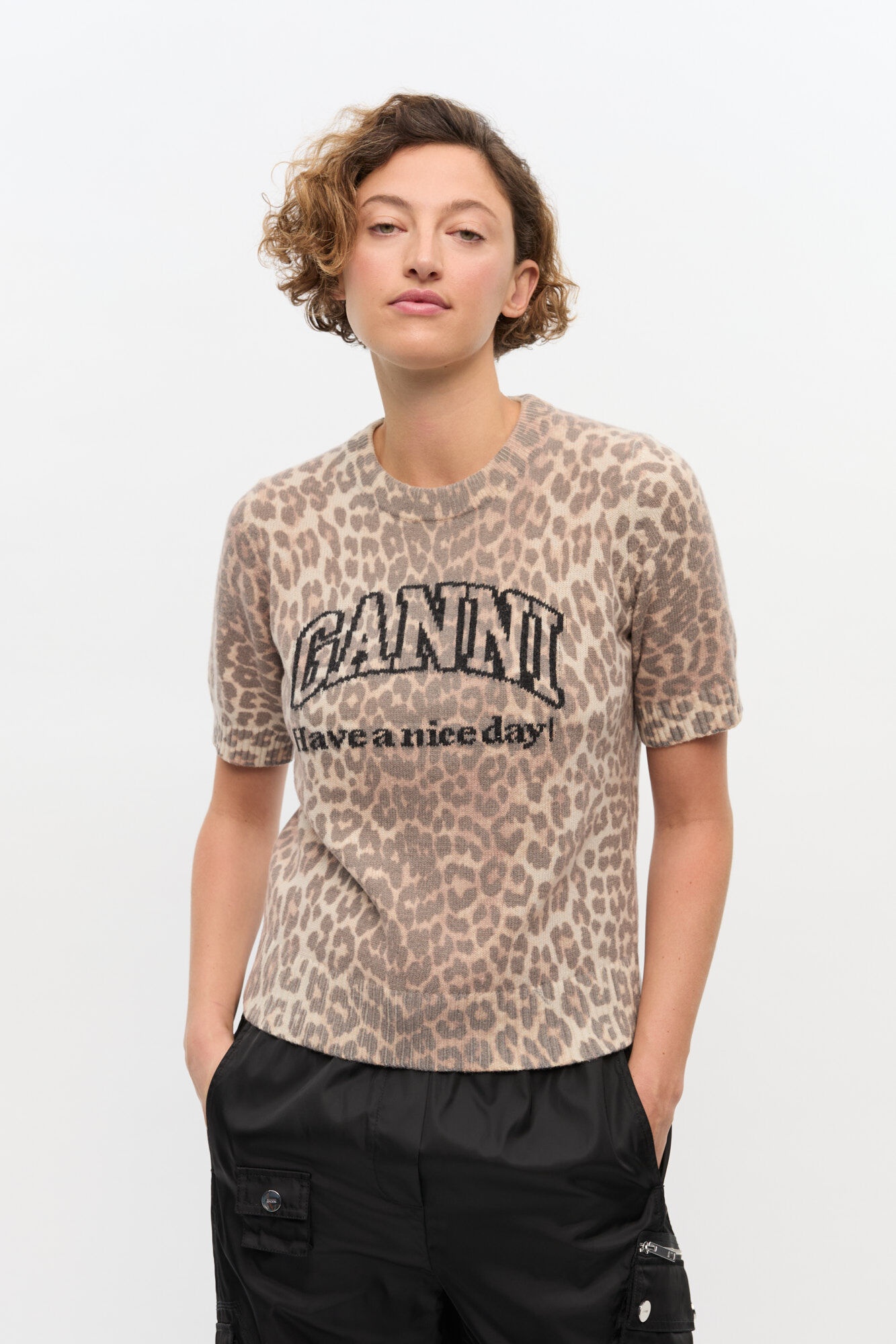 LEOPARD WOOL MIX T-SHIRT - 2