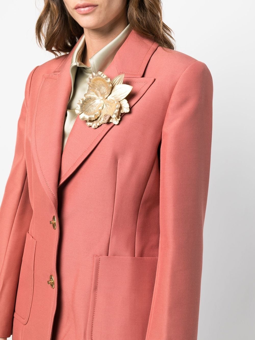 floral-appliqué single-breasted blazer - 5