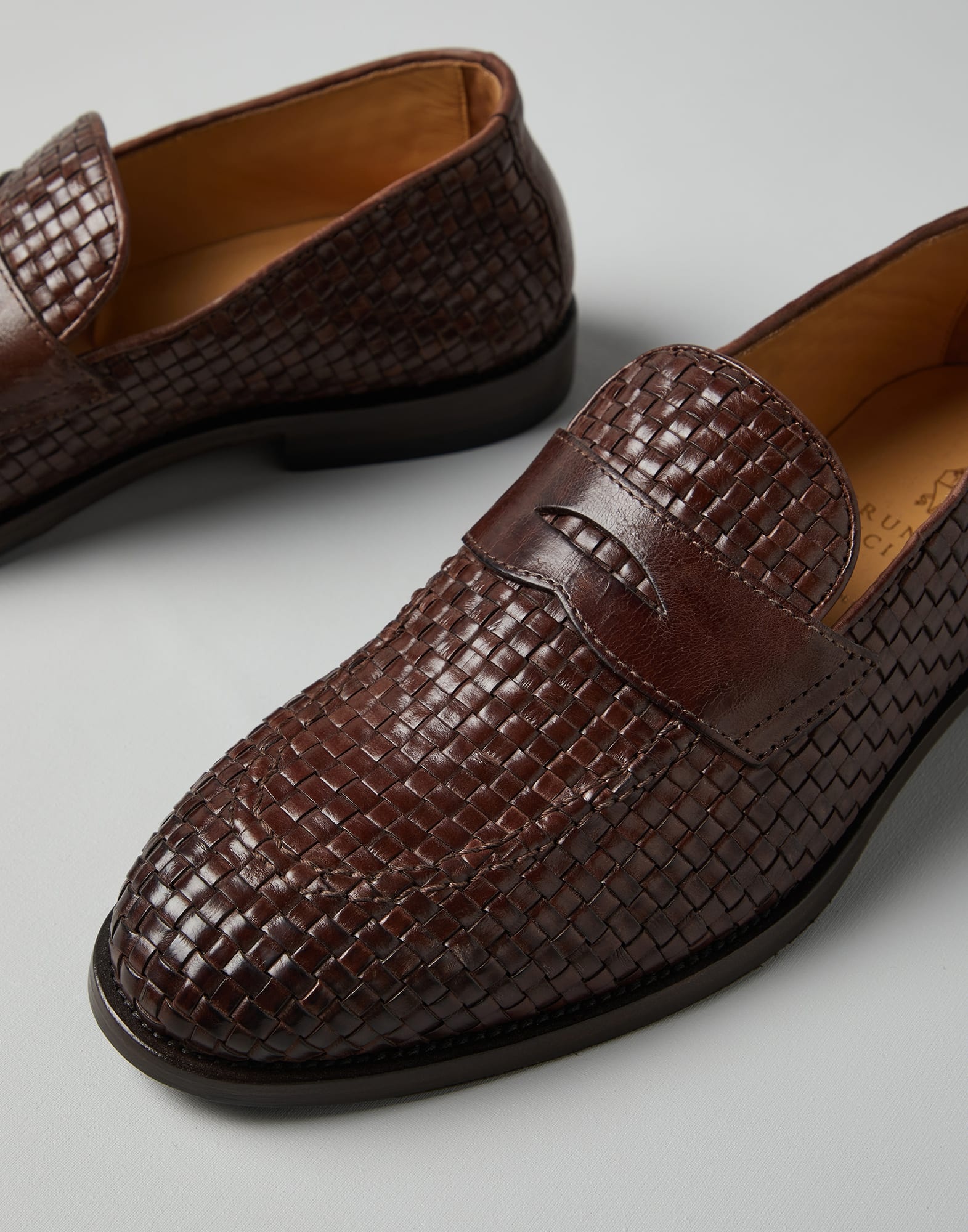 Woven calfskin penny loafers - 3
