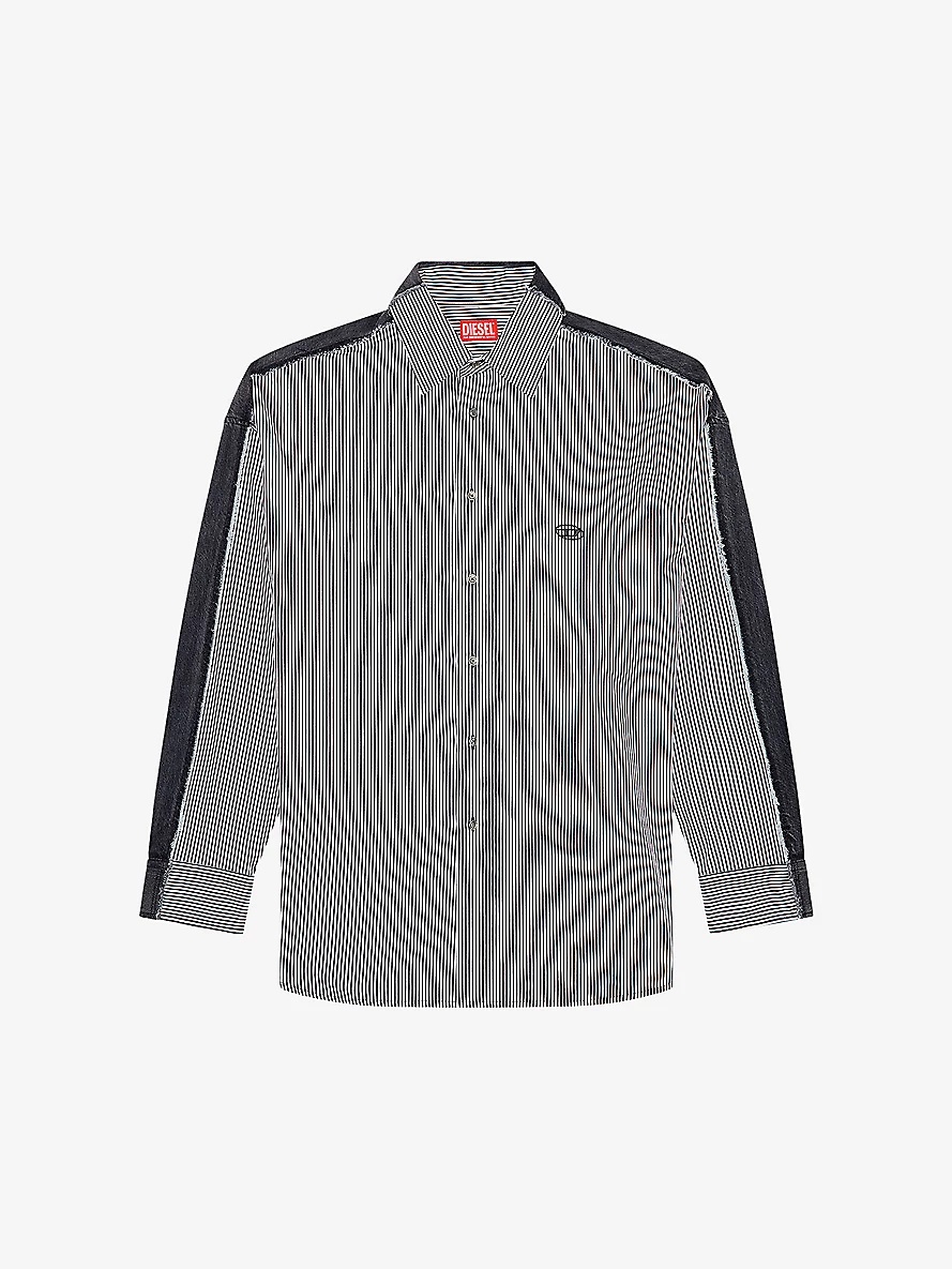 S-Warh logo-embroidered stripe cotton shirt - 1