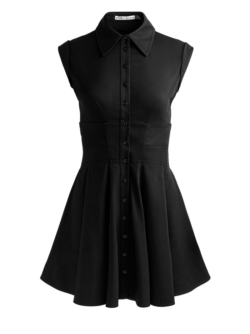 KIM CORSET SHIRT DRESS - BLACK 1