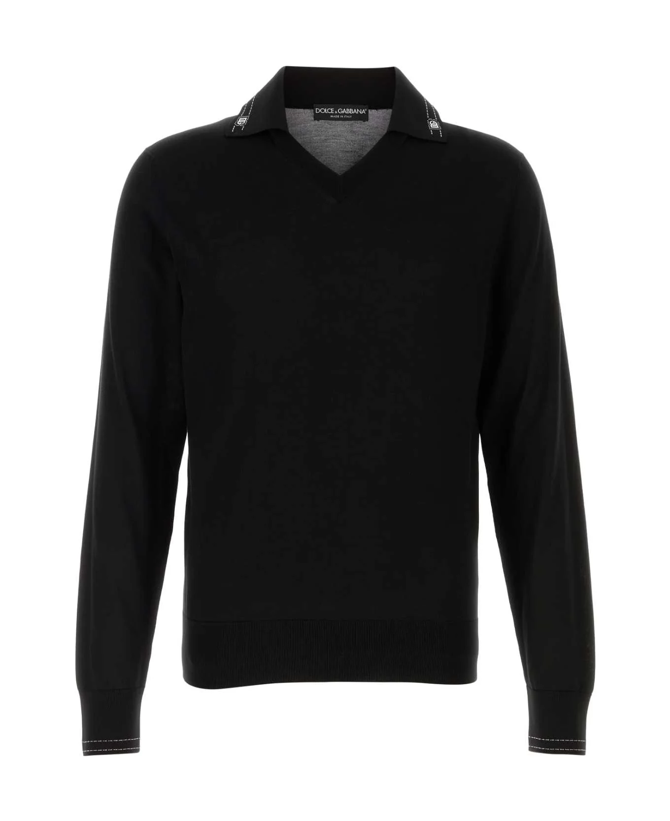 Black Silk Polo Shirt - 1