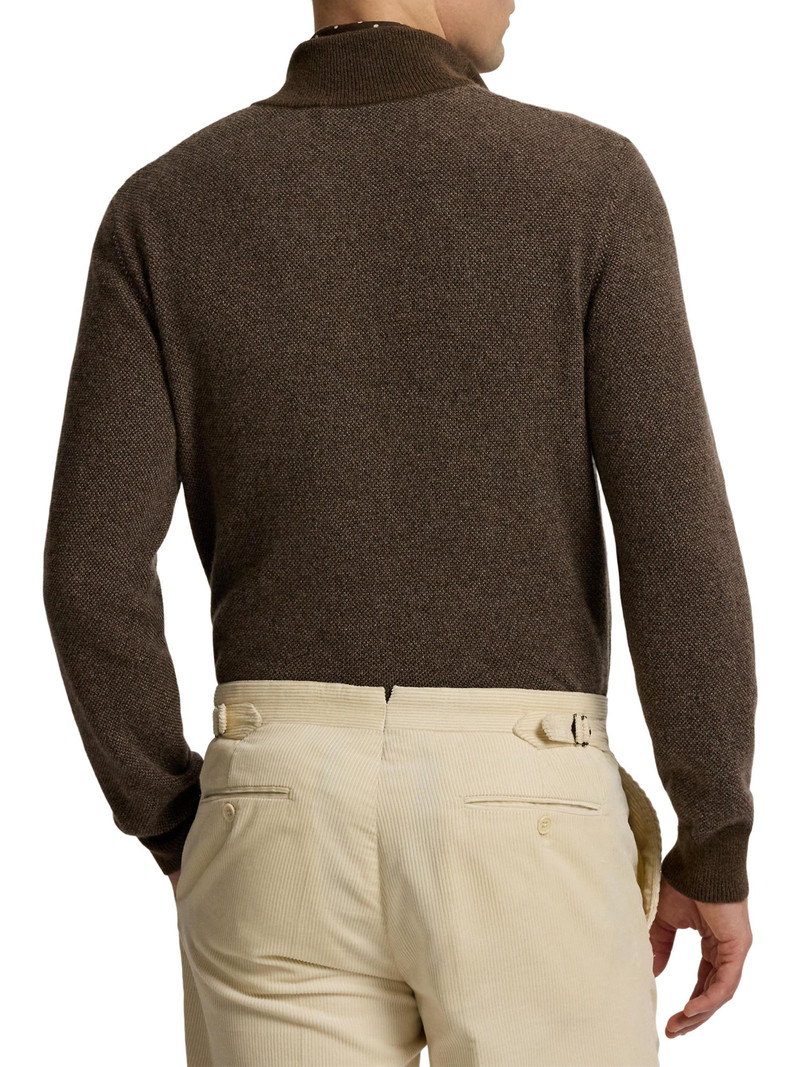 Men's Cashmere Quarter-Zip Sweater - Taupe Multi 5