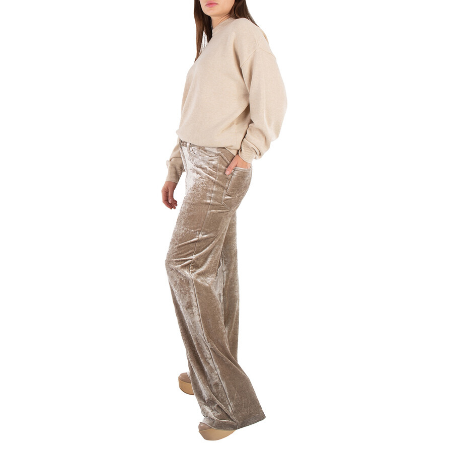 Balenciaga Velvet Stretch Wide-Leg Trousers In Desert Beige - 2
