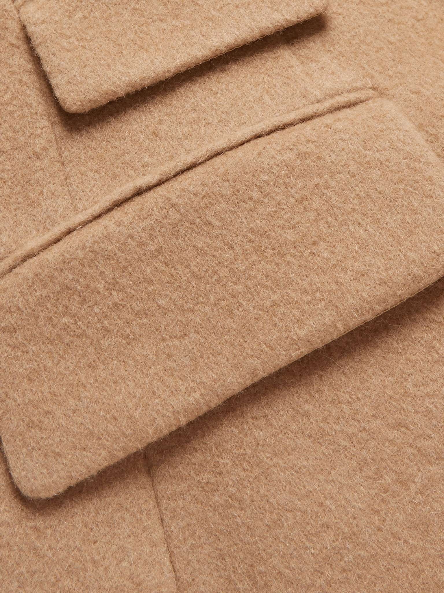 Velvet and Twill-Trimmed Double-Breasted Camel Hair Coat - 3