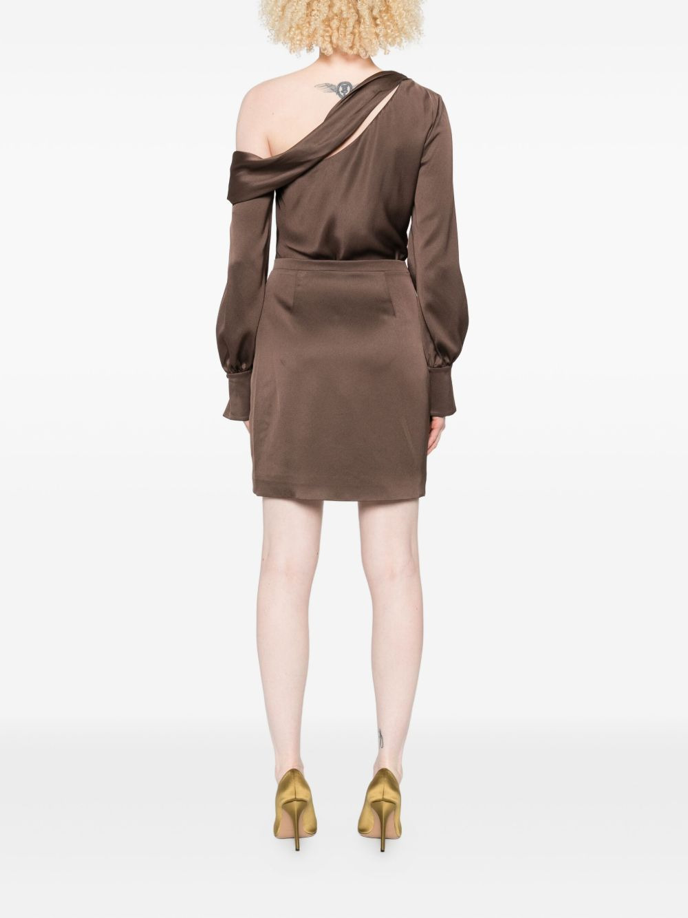 one-shoulder wrap mini dress - 4