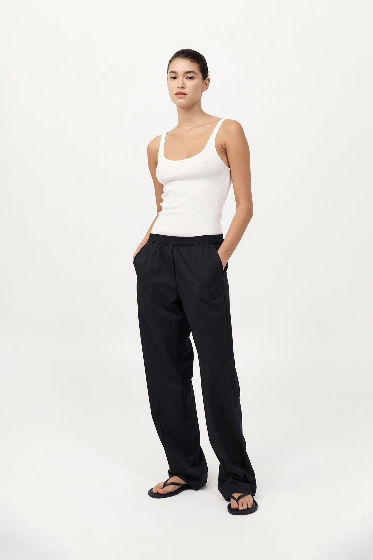 Tailored Active Pants - Black Pinstripe - 2